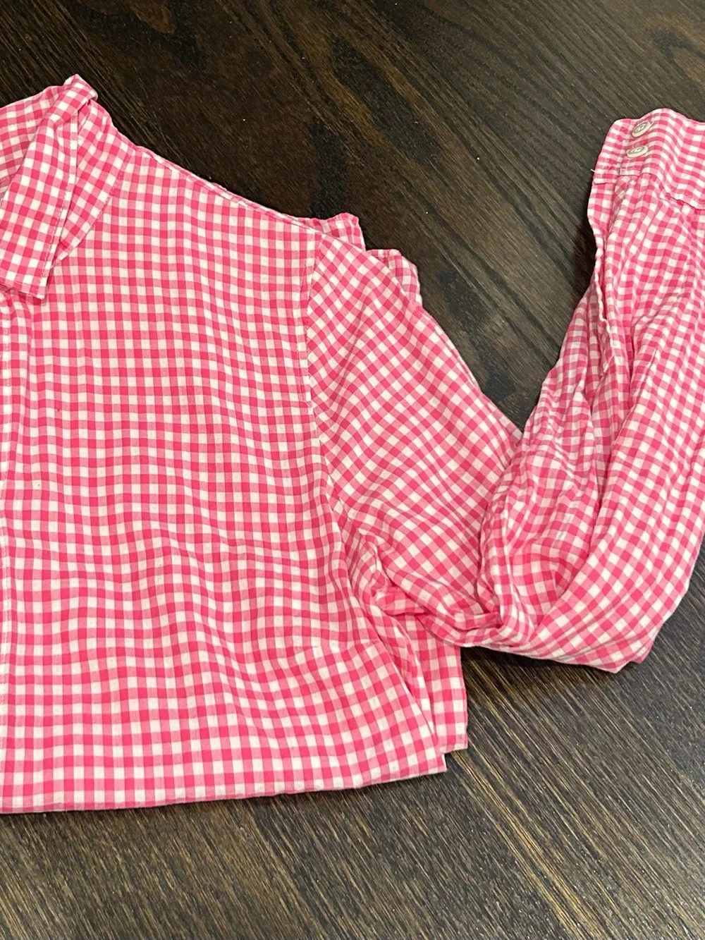 J. Crew Pink Gingham Collared Shirt